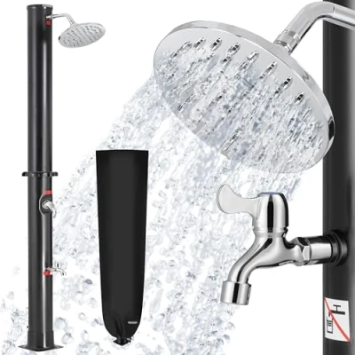 Abbildung von Monzana® Solardusche 20 Liter UV beständig Kunststoff inkl. hochwertiger Schutzhaube Regendusche Pooldusche Dusche Außendusche Campingdusche 60C