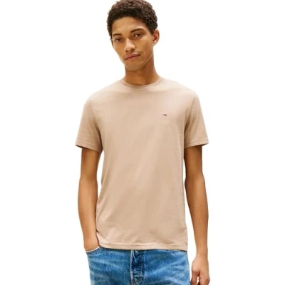 Abbildung von Tommy Jeans Herren T Shirt Kurzarm Tee Rundhalsausschnitt, Beige (Coastal Taupe Htr), XS