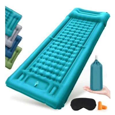 Abbildung von Isomatte Selbstaufblasend Luftmatratze Selbstaufblasend, Camping Matratze mit Fußpumpe Integrierten Kopfkissen für Camping, Wandern, Strand, Picknick, Zelt, A Pfauenblau