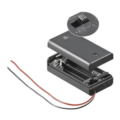 Abbildung von BestPlug Batterien Halter mit ON Off Schalter und Deckel für 2 1.5 V Mignon AA Batterien, Schwarz