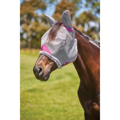 Abbildung von Weatherbeeta Fliegenmaske Comfitec Deluxe Durable Mesh mit Ohren Grau/Lila XWarmblut Agradi.deVerkauft von Agradi