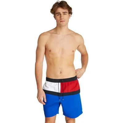 Abbildung von Tommy Hilfiger Herren Badeshorts Long Drawstring mit Tunnelzug, Blau (Ultra Blue), L