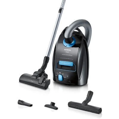 Abbildung von Siemens Staubsauger mit Beutel Q5.0 Extreme silencePower VSQ5X1232, für Allergiker, Hygiene Filter, Starke Saugleistung: Parkett, Teppich, Fliesen, langes Kabel, Made in Germany, 850 W, schwarz