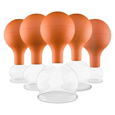 Abbildung von pulox Schröpfgläser Set aus Echtglas 5 Stück. diverse Größen Braun St