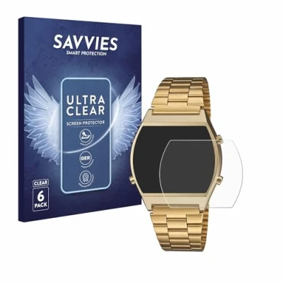 Abbildung von Savvies 6 Stück Schutzfolie für Casio Retro B640WB Displayschutz Folie Ultra Transparent