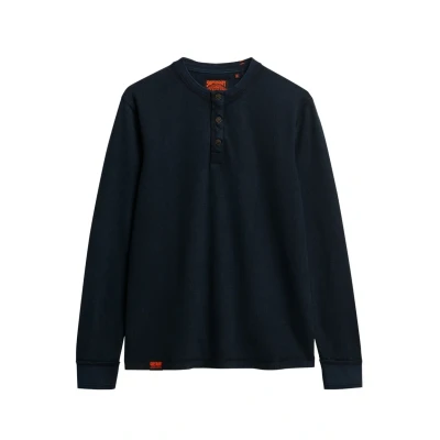 Abbildung von Superdry Vintage Textured Grandad Langarmshirt, Herren, Größe: Large, Eclipse navy