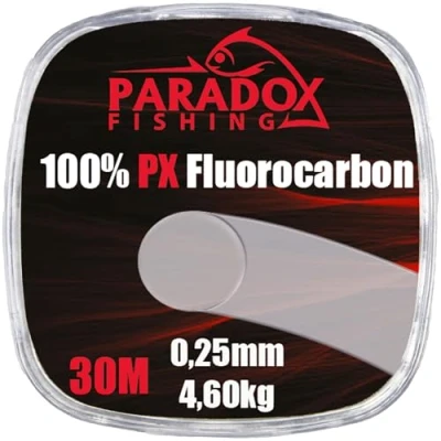 Abbildung von Paradox Fishing 100% PX fluorocarbon Vorfach 30m 0,25mm Schnur Quasi unsichtbar