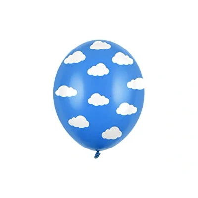 Abbildung von Luftballons Wolken 30cm 6er Set mit Aufdruck Latex Geburtstag Ballondeko Partyballons Deko / 6 extra starke Ballons für Luft oder Helium blau