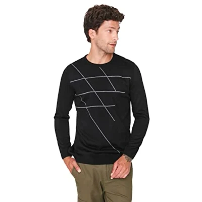 Abbildung von Trendyol Herren Gestreifter Pullover mit Rundhalsausschnitt Sweatshirt, Schwarz, XL