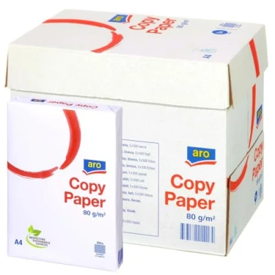 Abbildung von aro Kopierpapier DIN A4, 80 g/m², weiß, Weißgrad von 145 161 CIE, 5 x 500 Blatt (2500 Blatt), für Laserdrucker &amp; Tintenstrahldrucker, Home Office Büro