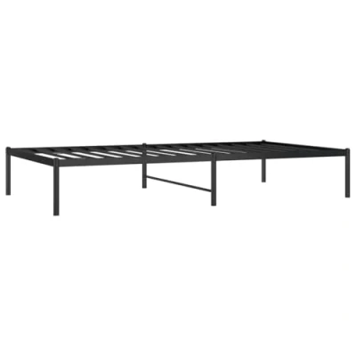 Abbildung von vidaXL Bettgestell, Bettrahmen mit Lattenrost, Metallbett Bett für Schlafzimmer, Einzelbett Gästebett Metallkonstruktion, Metall Schwarz 100x190cm