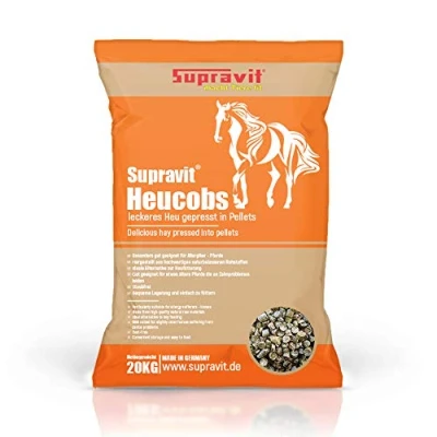 Abbildung von Supravit Heucobs für Pferde staubfrei 20kg Pferdefutter leckeres Heu gepresst in Pellets gut geeignet Allergiker Auch ohne Einweichen zu verfüttern