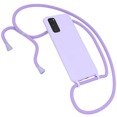 Abbildung von EAZY CASE Premium Silikon Handykette kompatibel mit Samsung Galaxy S20/S20 5G Handyhülle Umhängeband, Handykordel Schutzhülle, Silikonhülle, Hülle Band, Kette für Smartphone, Lavendel Lila