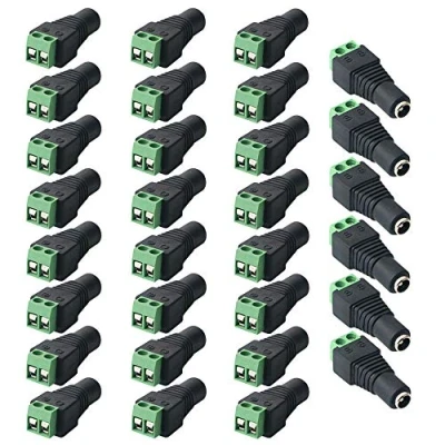 Abbildung von QitinDasen 30Pcs Premium 5.5 X 2.1mm DC Stecker Verbinder, 2 Polig Weiblich Buchse, 12V / 24V Power Adapter Terminalblock, für CCTV Kamera LED Streifenlicht