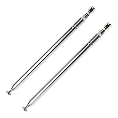 Abbildung von eMagTech Teleskop Antenne, 10 Abschnitte, 2001200 mm, mm Durchmesser, DAB FM Ersatz für Radio, TV, VHF/UHF Drahtlos System, Edelstahl, 2 Stück