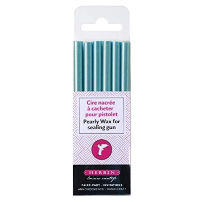 Abbildung von J.Herbin 35911T Packung mit 6 Wachsstangen für Pistole, ideal Bastelprojekte und Scrapbooking, weich, 1 Pack, azurblau