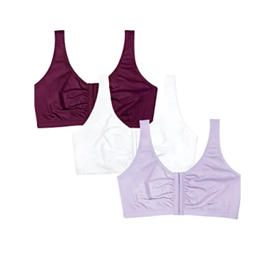 Abbildung von Fruit of the Loom Damen Front Close Builtup Bra Sport BH, Undurchsichtige, Flieder Whisper/Weiß/Lila Samt, 80 (3er Pack)