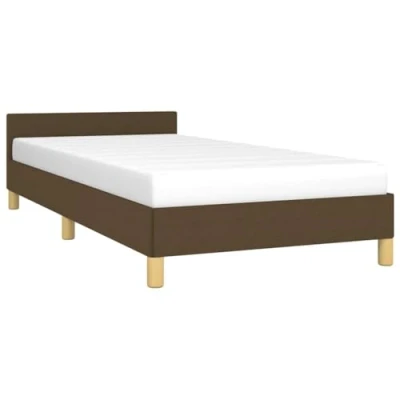 Abbildung von vidaXL Bettgestell mit Kopfteil Polsterbett Bett Bettrahmen Einzelbett Lattenrost Stoffbett Schlafzimmerbett Schlafzimmermöbel Dunkelbraun 100x200cm Stoff