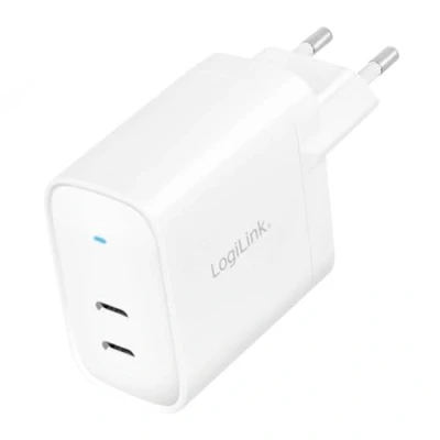 Abbildung von LogiLink USB Steckdosenadapter 65W mit GaN Technologie (Galliumnitrid) Überstrom Überspannungs Kurzschluss Überhitzungsschutz