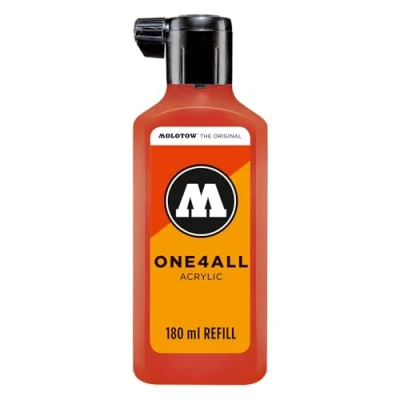 Abbildung von Molotow One4All Refill Acryl 180ml (Tinte zum Nachfüllen von Acrylmarkern, hochdeckend und permanent, schnell trocknend, für fast alle Untergründe) 242 blutorange