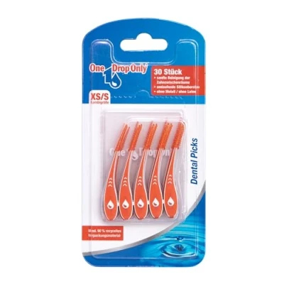 Abbildung von One Drop Only® 30 Stück gebogene Dental Picks/Zahnzwischenraumreiniger/moderner Zahnstocher/Mundgeruch bekämpfen durch Zahnsticks