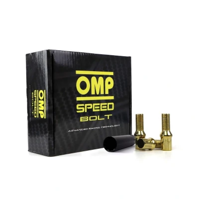 Abbildung von OMP SPEED Set 20 Radschrauben mit M12X1.5 Metrisch 17/19 Langgewinde 27MM Gelb Farbe und DIN 10.9 Material