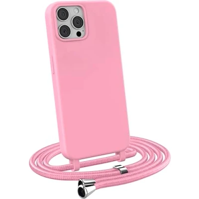 Abbildung von MyGadget Handykette für iPhone 12 Pro [ Hülle mit verstellbaren Band ] TPU Handyhülle Handyband zum Umhängen Kordel Schnur Case Schutzhülle Rosa