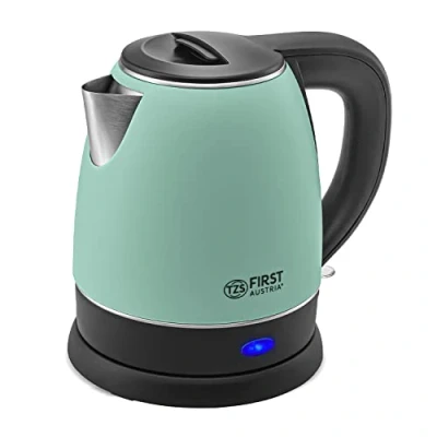 Abbildung von TZS FIRST AUSTRIA Wasserkocher Edelstahl Wasserkocher, 1,2 l, 2200 W, 360 Grad Abstellwinkel, 1 integrierter Kalkfilter, Trockenkochschutz, kabellos