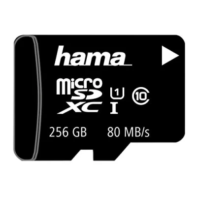 Abbildung von Hama microSD Karte, Memory Fast, + Adapter/Mobile, Class 10 UHS I 80MB/s Speicherkarte (256 GB, 10, 80 MB/s Lesegeschwindigkeit)