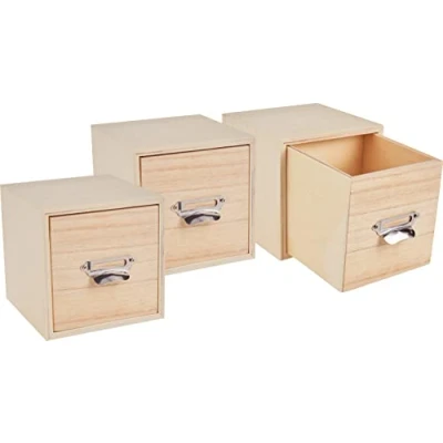 Abbildung von VBS Aufbewahrungsbox Schubladenbox Würfel, mit Griff 12 cm x 3er Pack