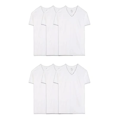Abbildung von Fruit of the Loom Herren V Ausschnitt T Shirt, Regular Weiß 6 Stück, Mittel (6er Pack)