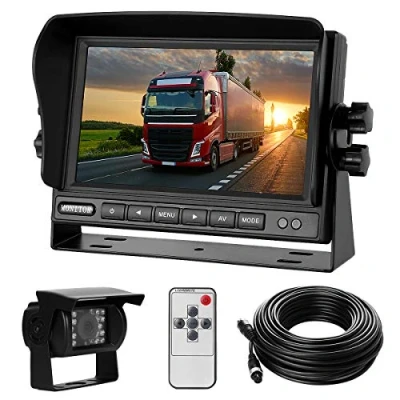 Abbildung von Rückfahrkamera Set mit 7&quot; LCD Monitor &amp; 170 Weitwinkel Rückfahrkamera, IP68 wasserdicht, 18IR Nachtsicht, für LKW/Anhänger/Bus/Van/Landwirtschaft/Schwertransport(12 24 Volt)