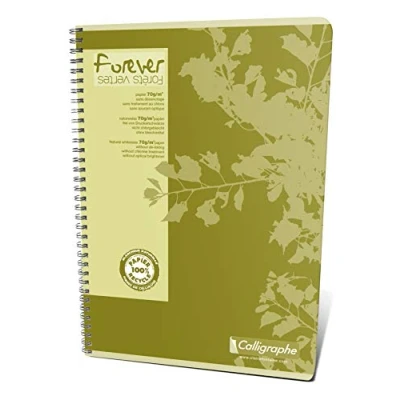Abbildung von Clairefontaine 17417C Packung mit 5 Spiralheften Forever DIN A4 90 Blatt 70g, kariert, farbig sortiert, 1 Pack