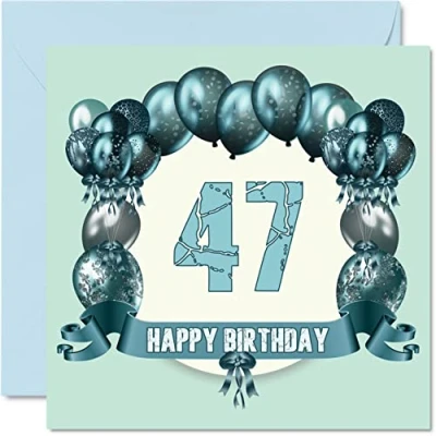 Abbildung von Stuff4 Lustige Geburtstagskarte zum 47. Geburtstag für Männer Geburtstagsballons Happy Birthday Karte Vater, Onkel, Oma, Schwester, Tante, Bruder, Nanny, Mutter, Großvater, 145 mm x