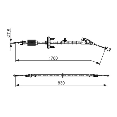 Abbildung von BOSCH 1 987 482 797 Handbremsseil 1640, 830 PEUGEOT: 3008 I
