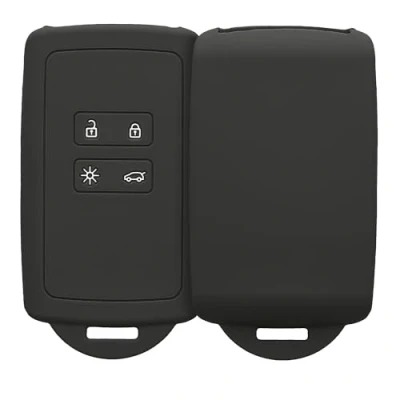Abbildung von kwmobile Autoschlüssel Hülle kompatibel mit Renault 4 Tasten Smartkey (nur Keyless Go) Silikon Schutzhülle Schlüsselhülle Cover in Schwarz matt