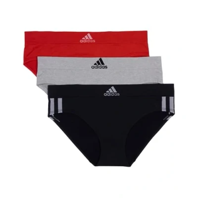 Abbildung von adidas Nahtlose Hipster Unterwäsche für Damen, 3er Pack, Pink Heather/Black/Heather Grey, Größe S, Schwarz/Mhg/Vivdred, S