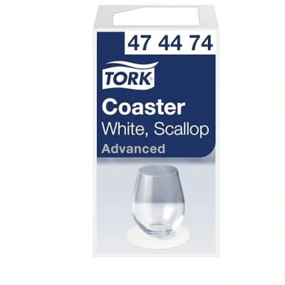 Abbildung von Tork 474474 Untersetzer Weiß / Elegante Getränkeuntersetzer aus 8 lagigem Papier für effektiven Tisch Schutz 12x250 (3000) Gläser oder Tassen Advanced Qualität 9 x cm