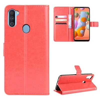 Abbildung von QiongniAN Hülle für Samsung Galaxy M11 Leder,Hülle SM M115F/DSN / M115F/DS/SM A115M/DS A11 A115F/DSN A115M Schutzhülle Case Cover Red