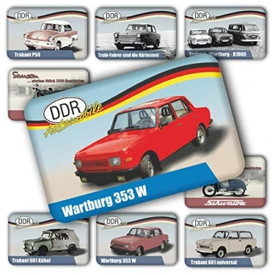 Abbildung von AV Andrea Verlag DDR Ostalgie Magnet Wartburg 353W Kühlschrankmagnet mit Spruch für die Magnetwand oder Magnettafel der Fans Ostprodukte Ost Produkte und Ostalgiker
