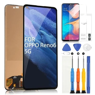 Abbildung von LCD Display für Oppo Reno6 / Reno 6 Bildschirm 4G/5G PEQM00 CPH2251 CPH2235 Digitizer Touchscreen BildschirmErsatz Full Assembly mit Werkzeugen, Ohne Fingerabdruckfunktion