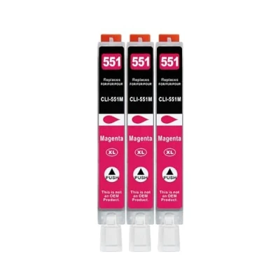 Abbildung von 3 XXL Druckerpatronen kompatibel zu CLI 551 M Magenta für Canon PIXMA IP7250 IP8750 MG5450 MG5550 MG5650 MG6350 MG6450 MG6650 MG7150 MG7550 MX725 MX925 IX6850