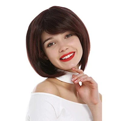 Abbildung von WIG ME UP 1215 2T33 Perücke Damen Bob Longbob kurz fransig gescheitelt Mahagoni Braun Mix