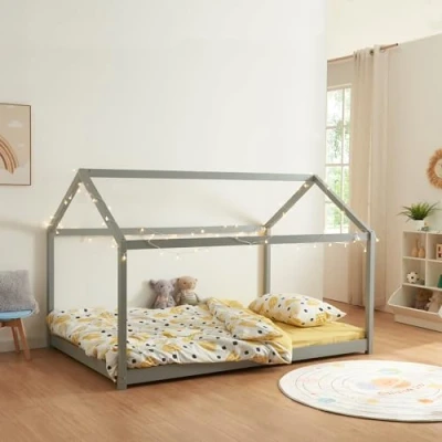 Abbildung von en.casa Hausbett, »Cerro« Kinderbett 120x200cm Grau