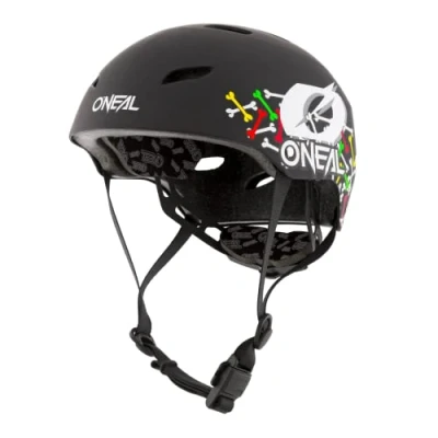Abbildung von O&#039;NEAL Mountainbike Helm Kinder Enduro All Mountain ABS Schale, Fidlock Magnetverschluss, große Ventilationsöffnungen Dirt Lid Helmet Youth Skulls Schwarz Multi Größe M