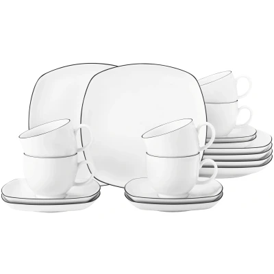 Abbildung von Seltmann Weiden Lido Black Line Kaffeeservice 18tlg. eckig
