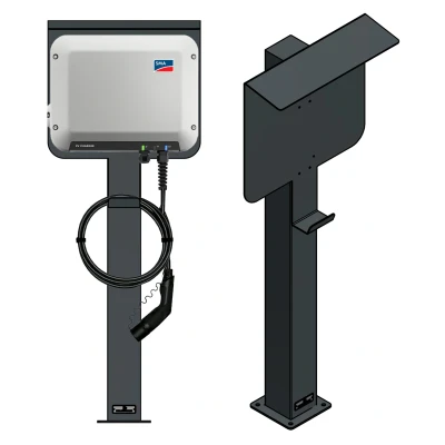 Abbildung von Ladesäule passend für SMA EV Charger Wallbox mit Dach Ständer Standfuß Stele Base