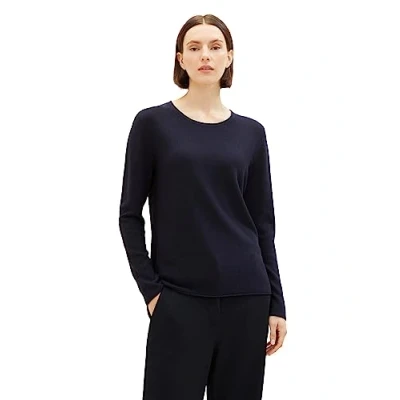 Abbildung von TOM TAILOR Damen 1038879 Basic Pullover mit Struktur, 30025 navy Midnight Blue, XXXL