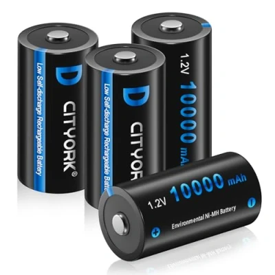 Abbildung von CITYORK Wiederaufladbare Batterien, Akku D 10000mAh 1,2 V NiMH Batterien mit geringer Selbstentladung Ideal für Spielzeug, LED Taschenlampe, Radio, Modellbau UVM (4 Stück)