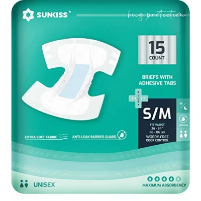 Abbildung von SUNKISS TrustPlus Inkontinenz Windeln für Erwachsene, Saugfähige Einweg Unterwäsche Männer und Frauen mit Tabs, Unisex, Größe S/M, 15 Stück